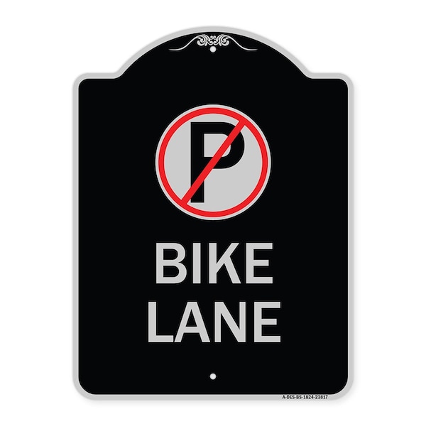 No Parking Symbol Bike Lane Heavy-Gauge Aluminum Architectural Sign, 24" x 18", BS-1824-23817